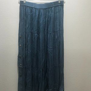 Blue broomstick maxi skirt